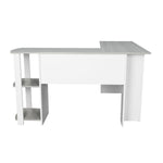 Modern L-Shaped Desk with Side Shelves Grey L-Shaped Desk