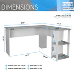 Modern L-Shaped Desk with Side Shelves Grey L-Shaped Desk