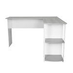 Modern L-Shaped Desk with Side Shelves Grey L-Shaped Desk