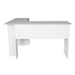 Modern L-Shaped Desk with Side Shelves Grey L-Shaped Desk