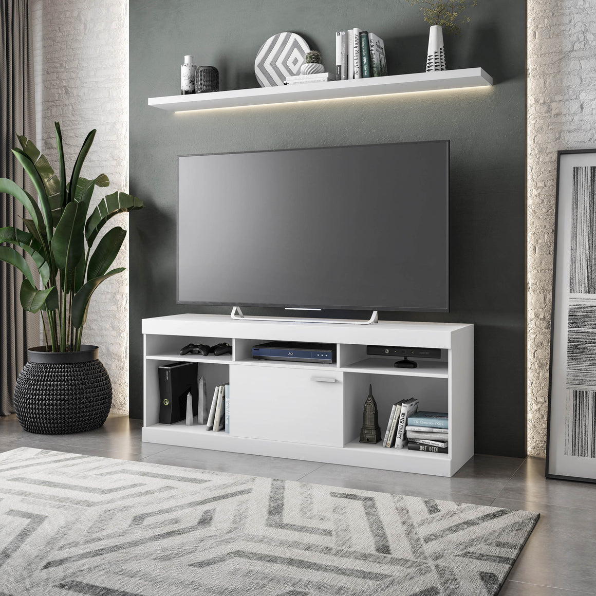 Entertainment Stand for TVs Up to 65’’ White Tv Stand