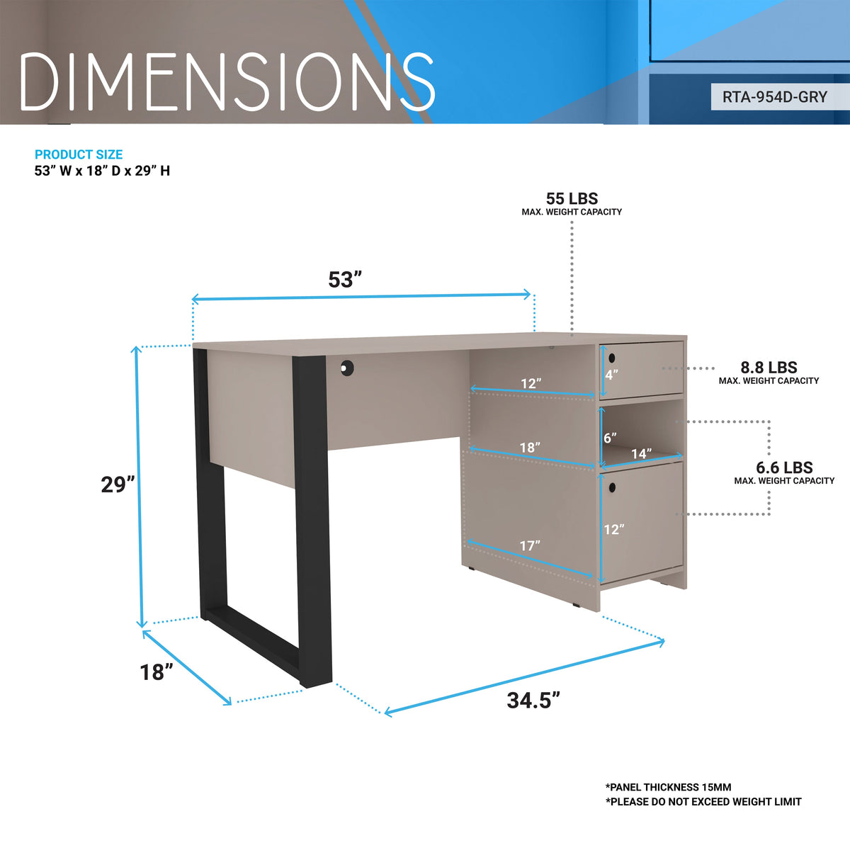 Modern Style Industrial Writing Desk with Storage Grey Writing Desk