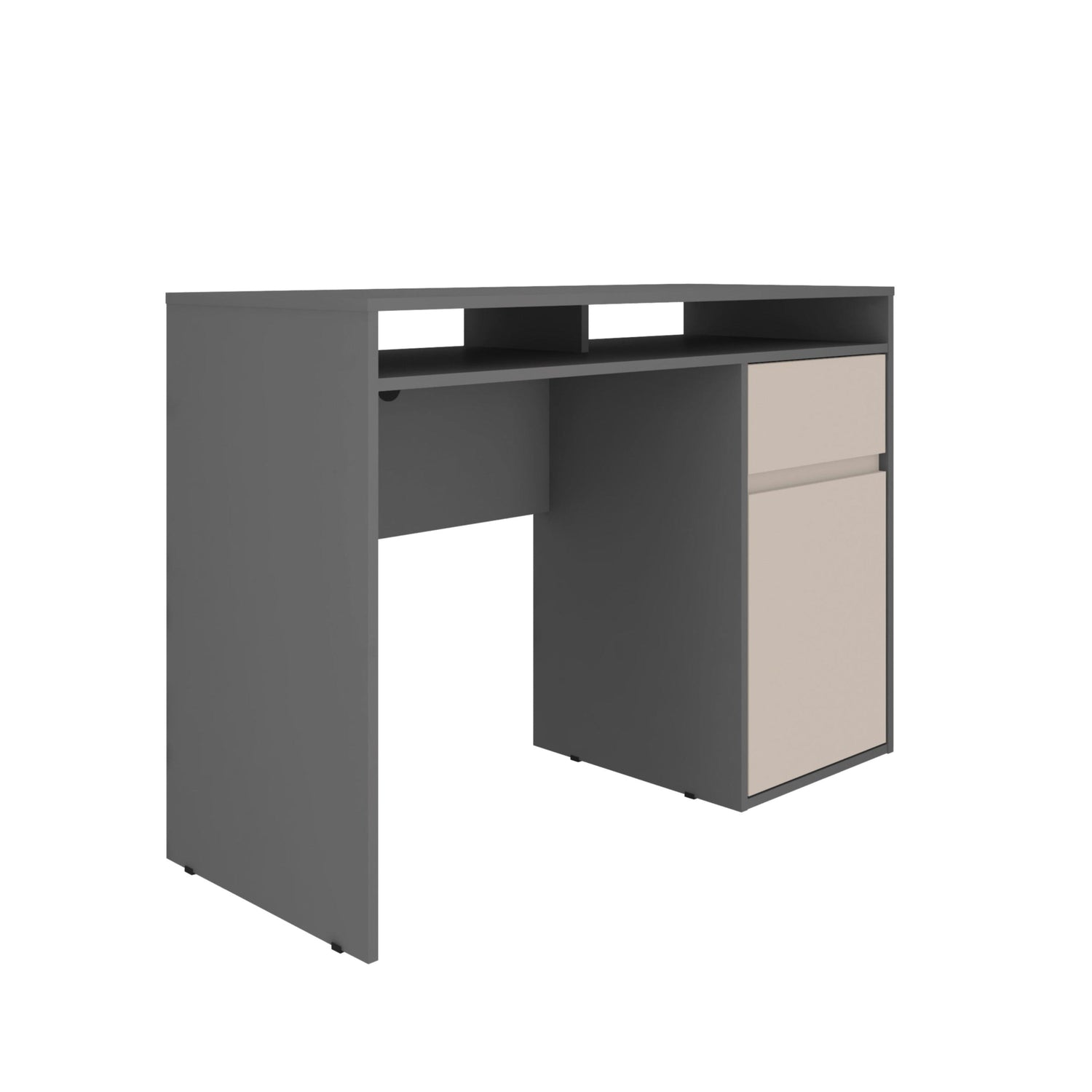 Home Office Workstation with Storage Grey Writing Desk
