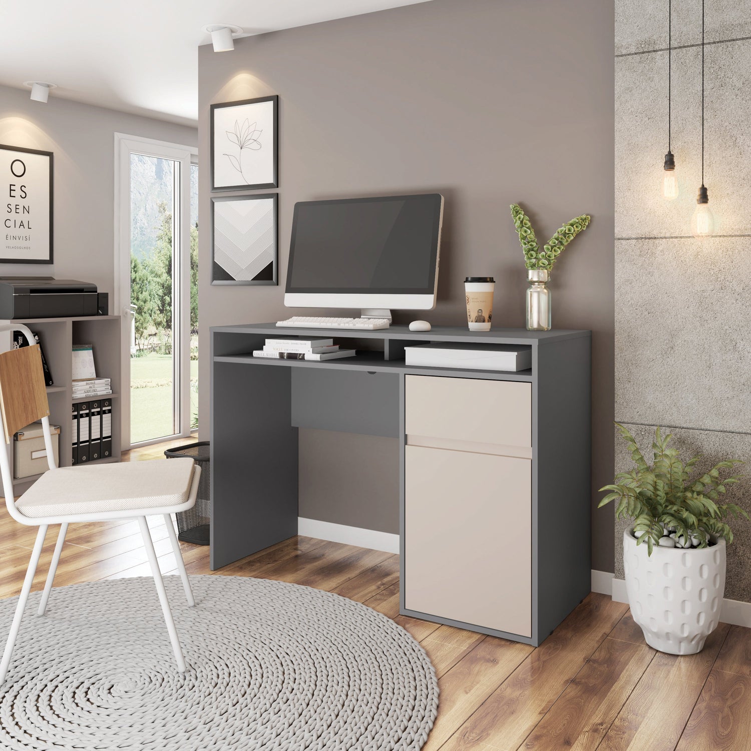 Home Office Workstation with Storage Writing Desk