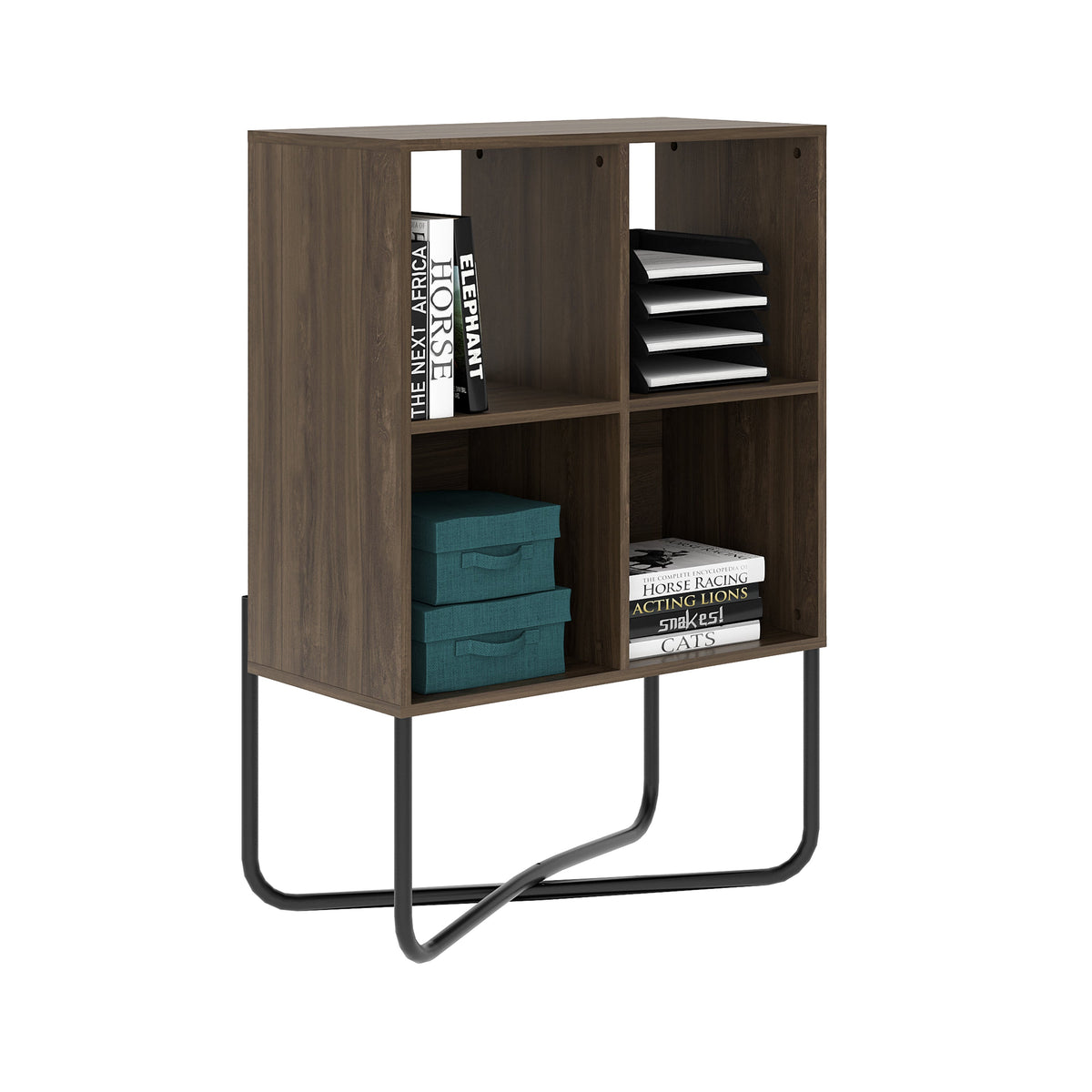 Modern Geometric Walnut Bookcase Walnut Bookcase