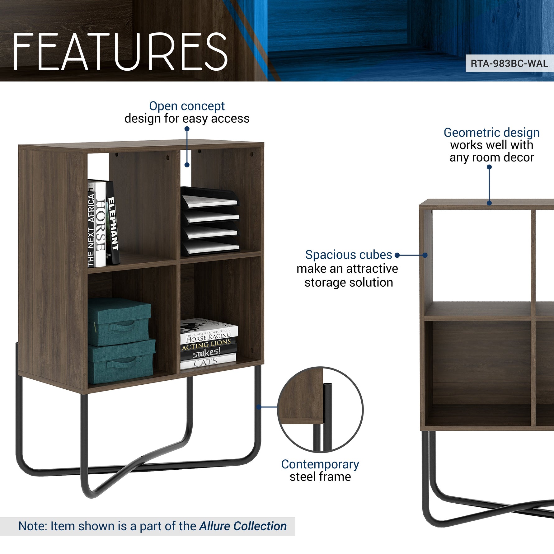 Modern Geometric Walnut Bookcase Bookcase