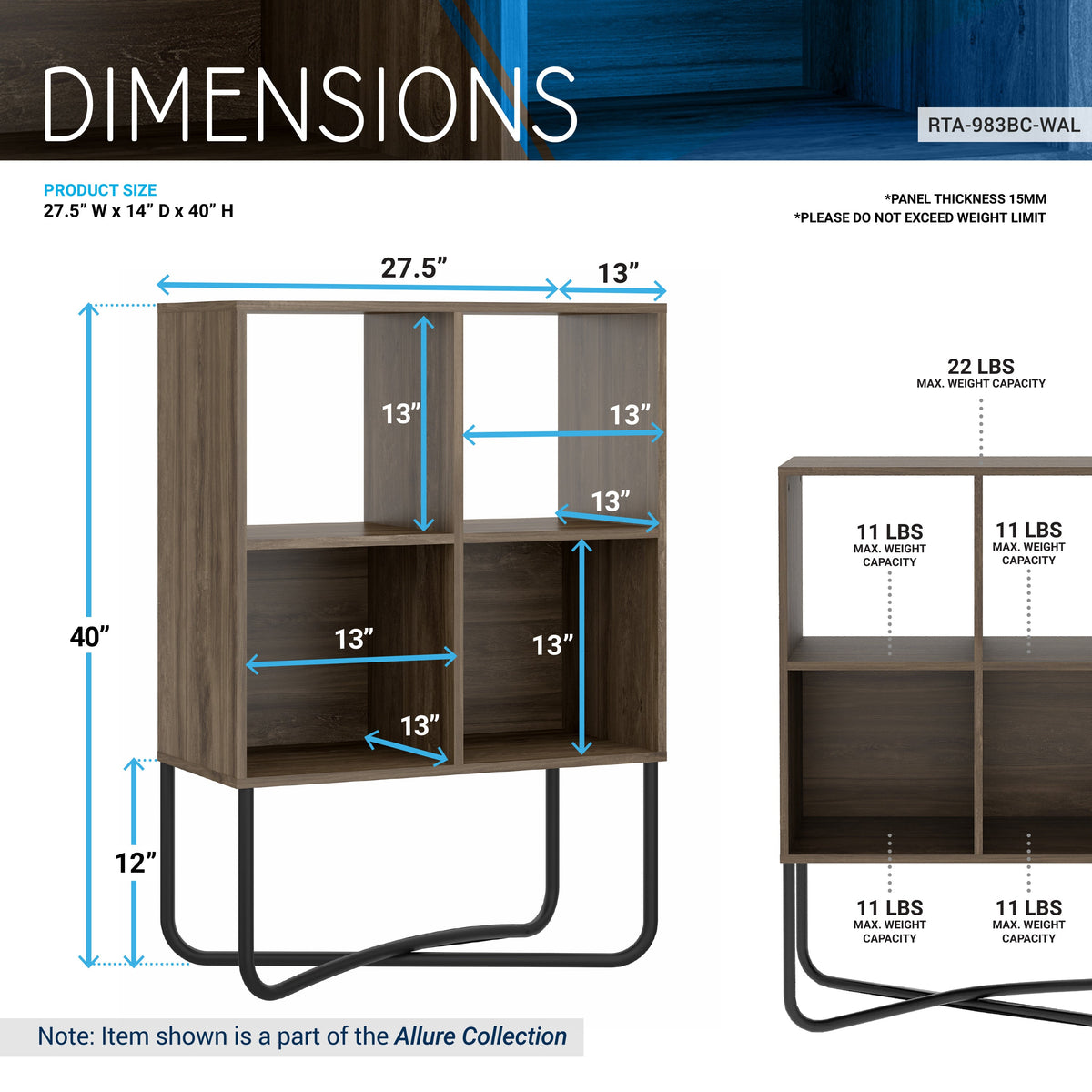 Modern Geometric Walnut Bookcase Bookcase