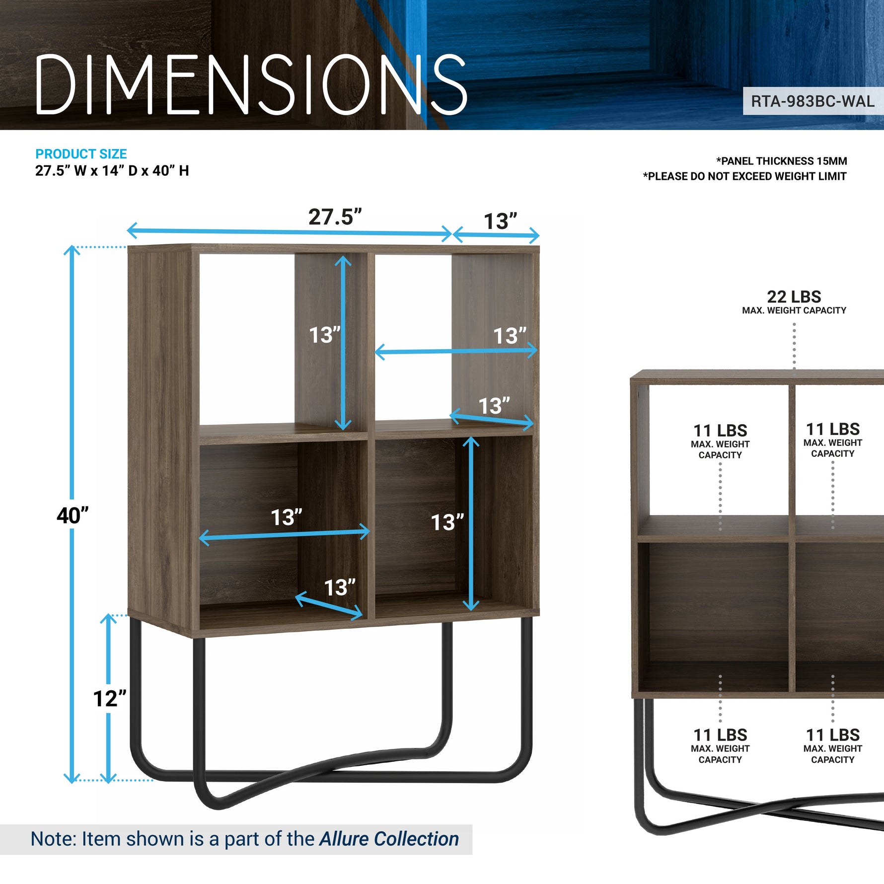 Modern Geometric Walnut Bookcase Bookcase