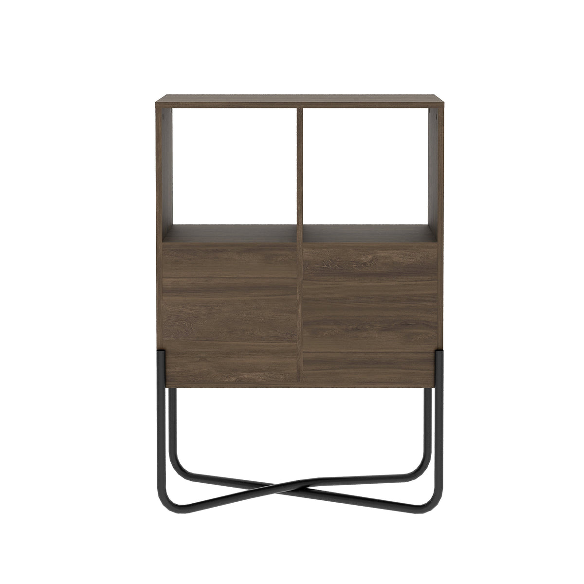Modern Geometric Walnut Bookcase Bookcase