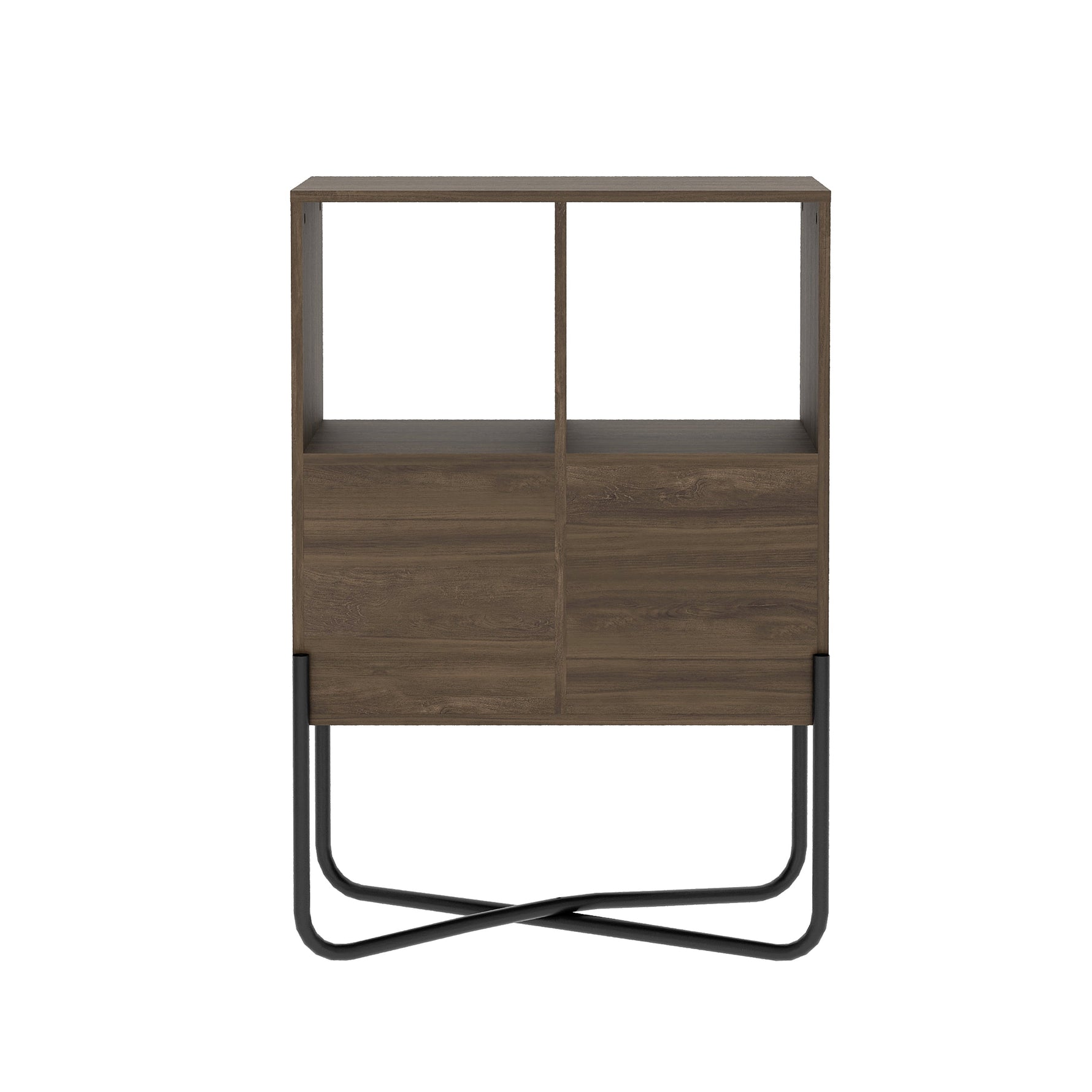 Modern Geometric Walnut Bookcase Bookcase