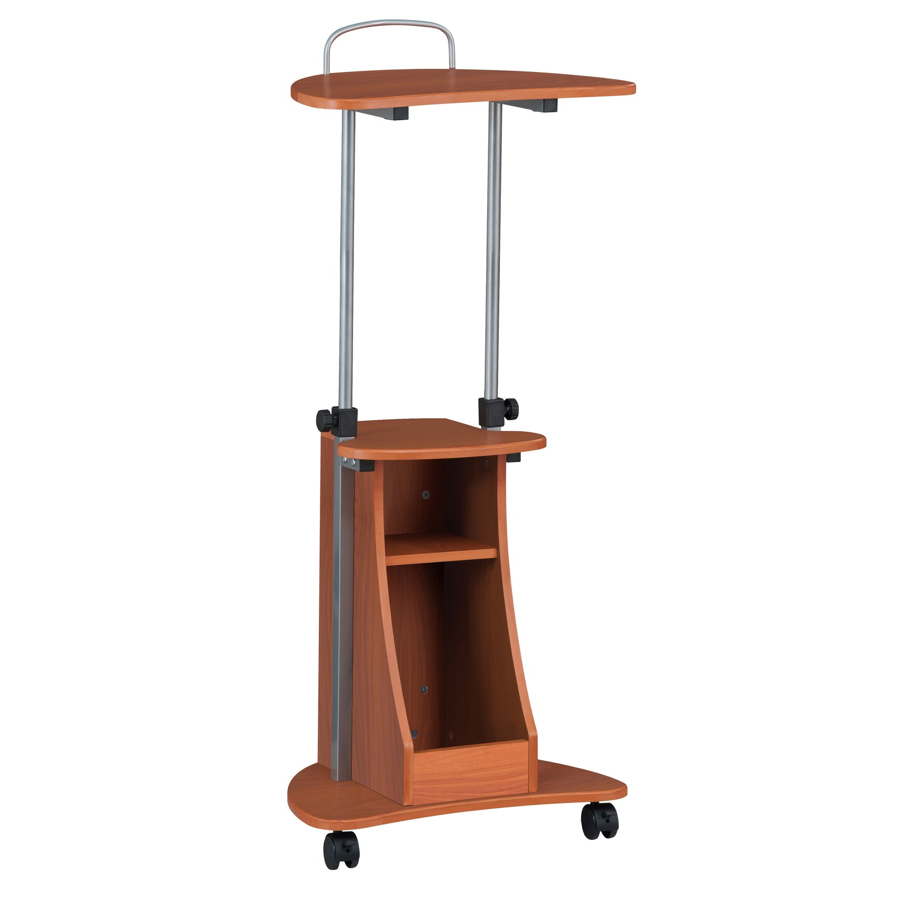 Sit-to-Stand Rolling Adjustable Height Laptop Cart With Storage