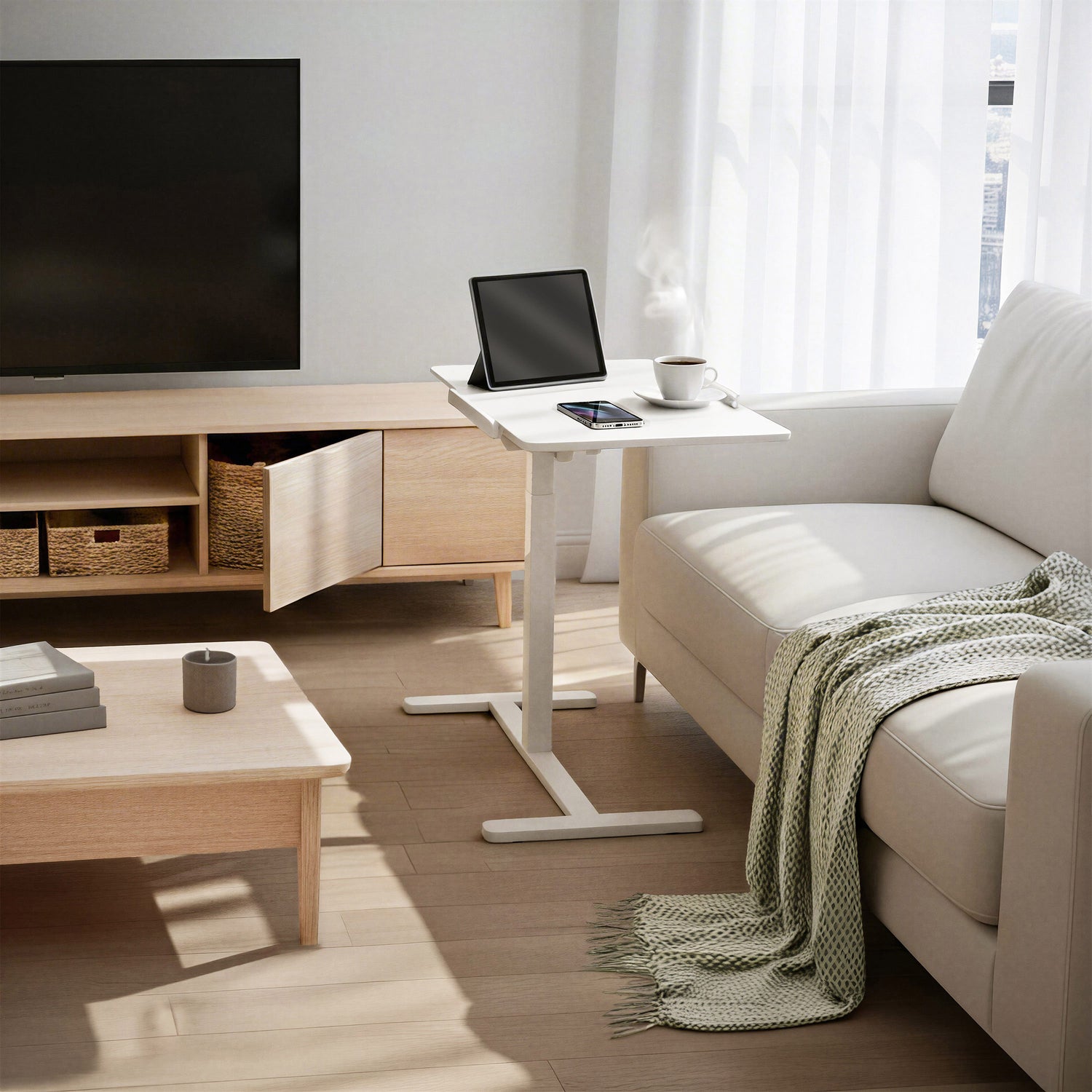 Sit-to-Stand Rolling Adjustable Laptop Cart