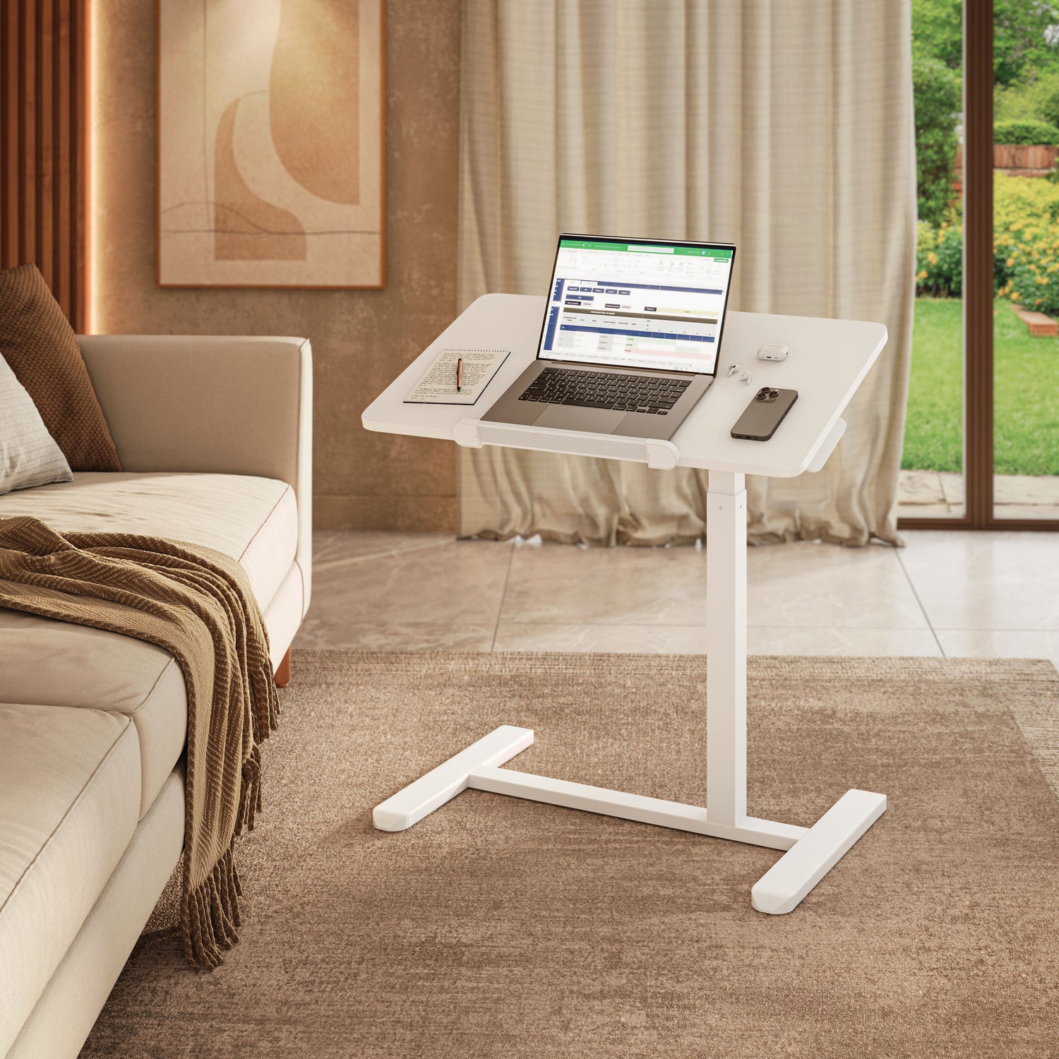 Sit-to-Stand Rolling Adjustable Laptop Cart