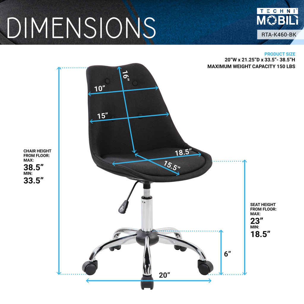 Techni Mobili | Armless Task Chair with Buttons