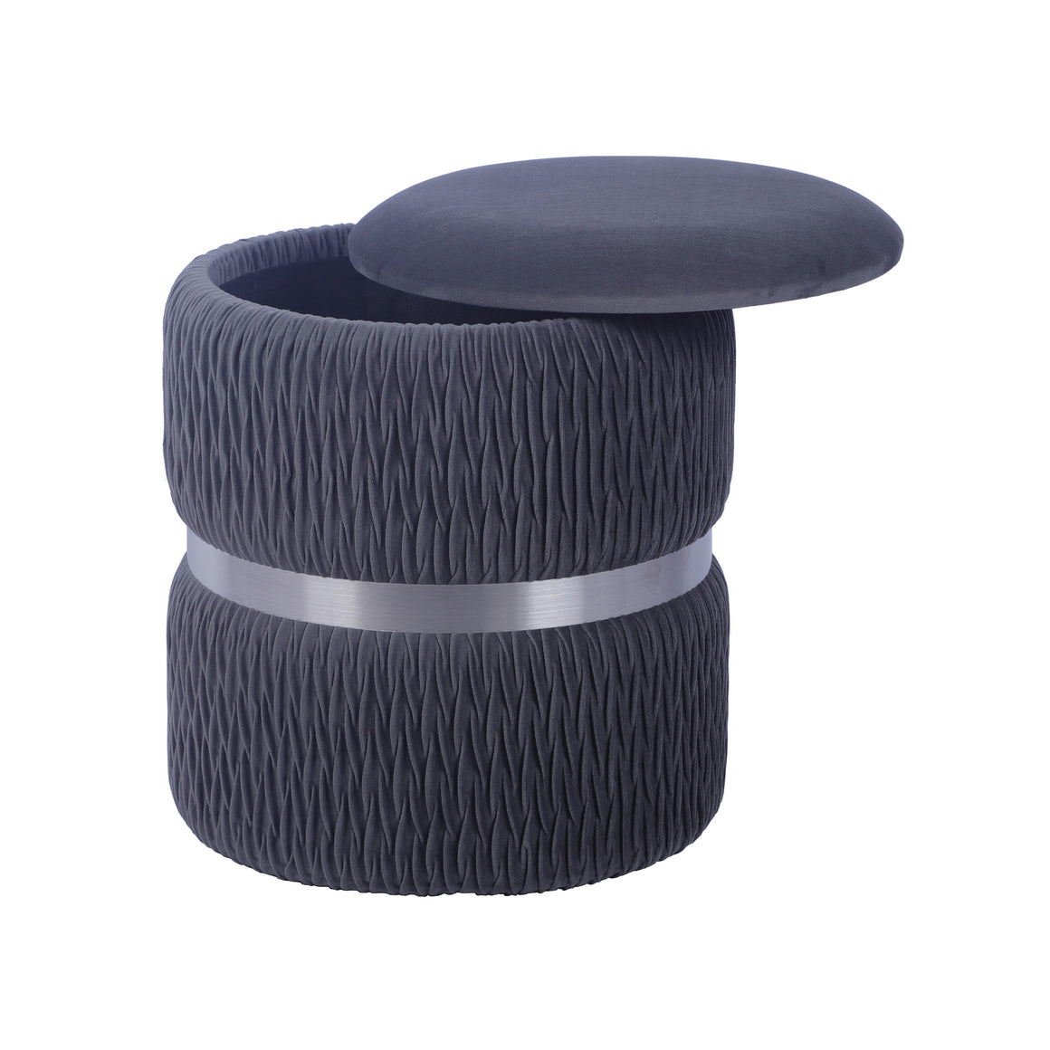 Modern Velvet Round Ottoman with Storage