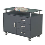 Rolling Storage Cabinet With Frosted Glass Top Graphite Rolling Storage Cabinet