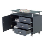 Rolling Storage Cabinet With Frosted Glass Top Graphite Rolling Storage Cabinet