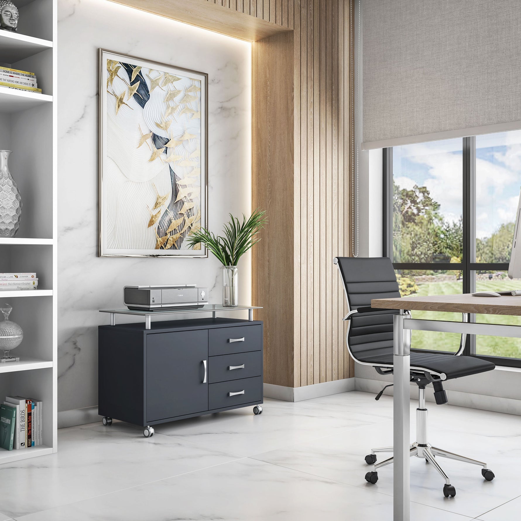 Rolling Storage Cabinet With Frosted Glass Top Graphite Rolling Storage Cabinet