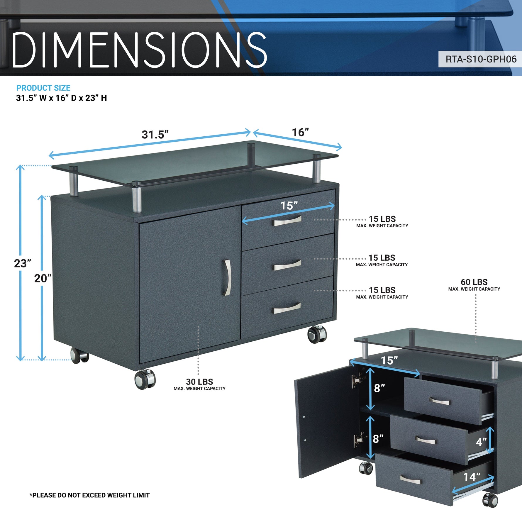 Rolling Storage Cabinet With Frosted Glass Top Graphite Rolling Storage Cabinet