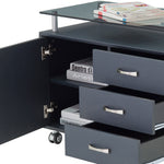 Rolling Storage Cabinet With Frosted Glass Top Graphite Rolling Storage Cabinet