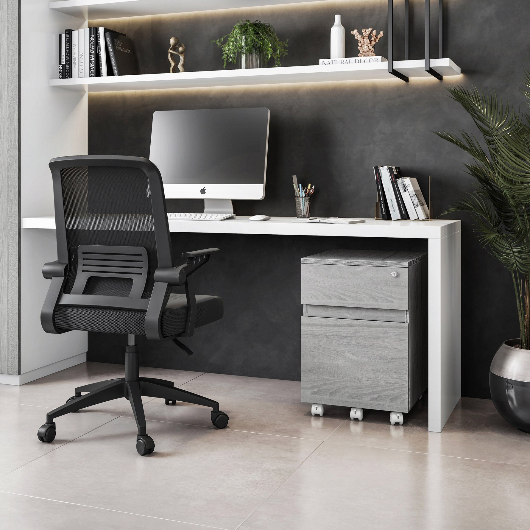 Rolling Two Drawer Vertical Filing Cabinet with Lock and Storage File Cabinet
