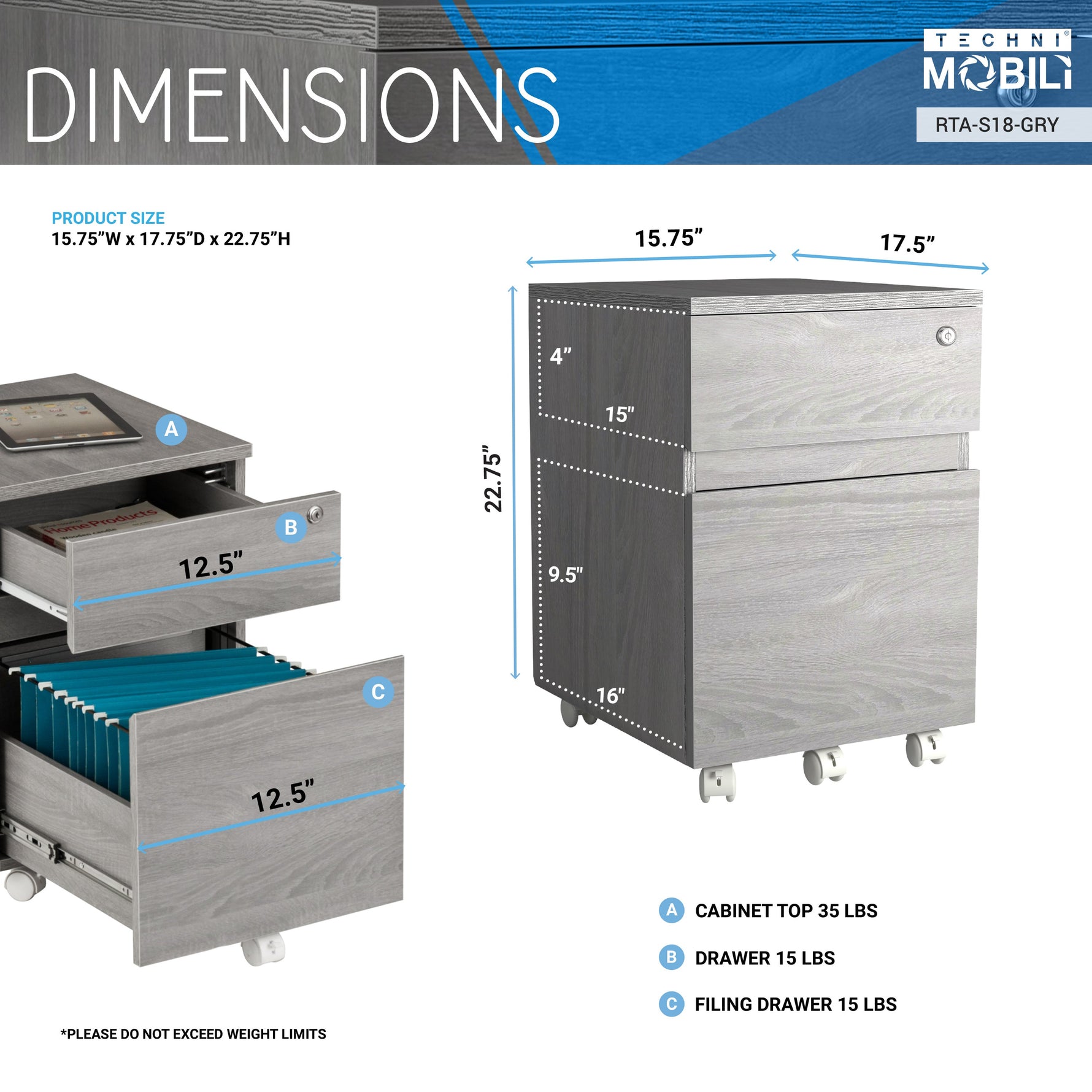 Rolling Two Drawer Vertical Filing Cabinet with Lock and Storage File Cabinet