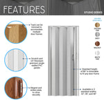 Studio Series 32’’ PVC Foldable Accordion Doors Grey Foldable Accordion Doors