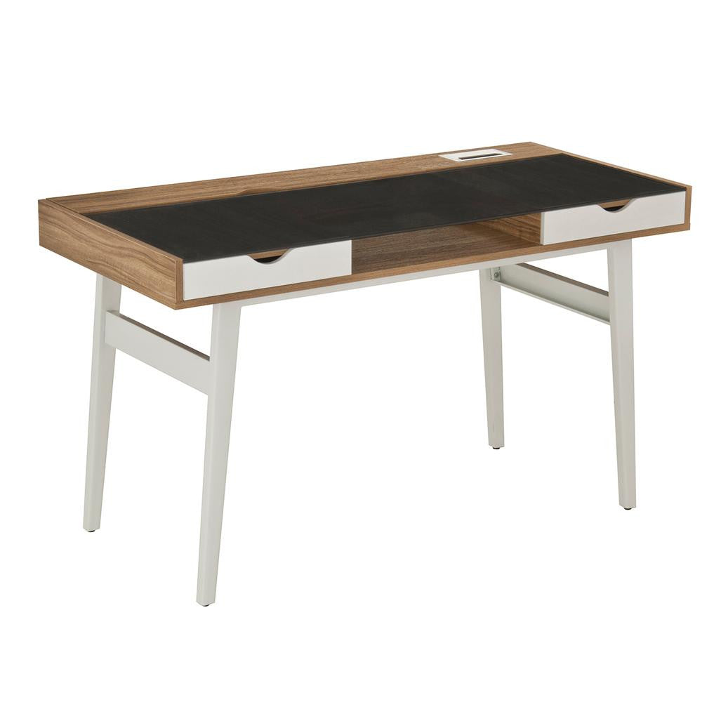 Compact Computer Desk with Multiple Storage Walnut Workstation