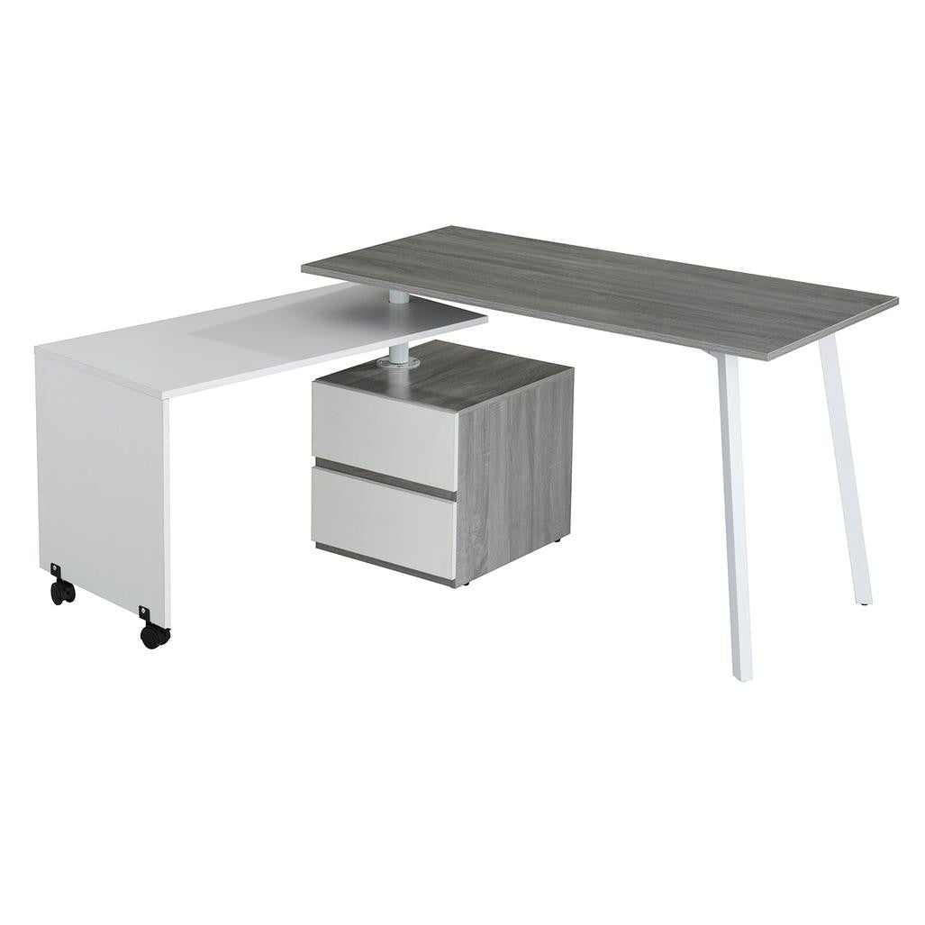Rotating Multi-Positional Modern Desk Grey Workstation