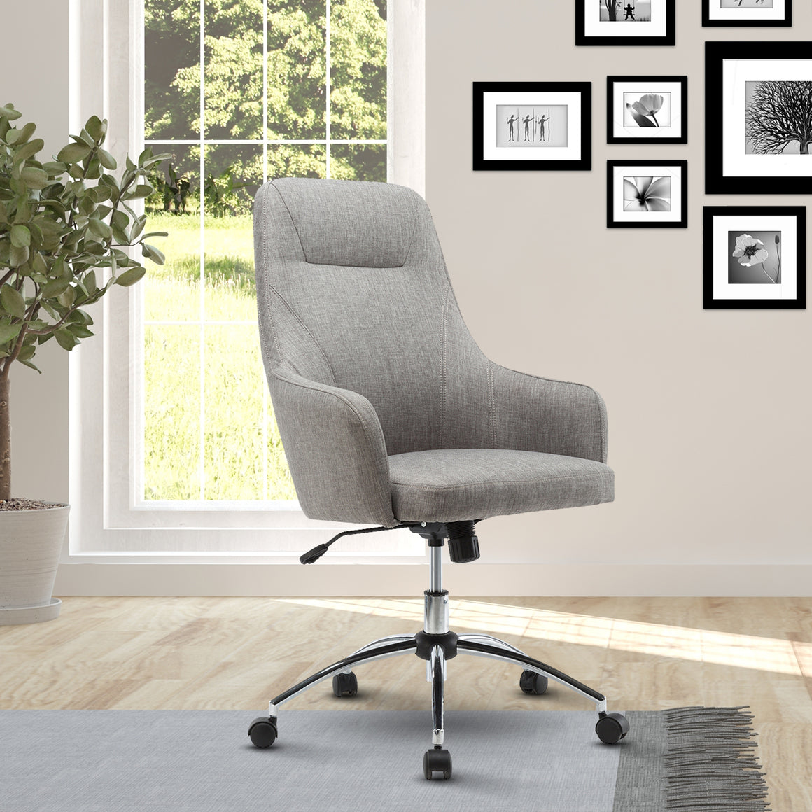 Comfy Height Adjustable Rolling Office Chair With Wheels