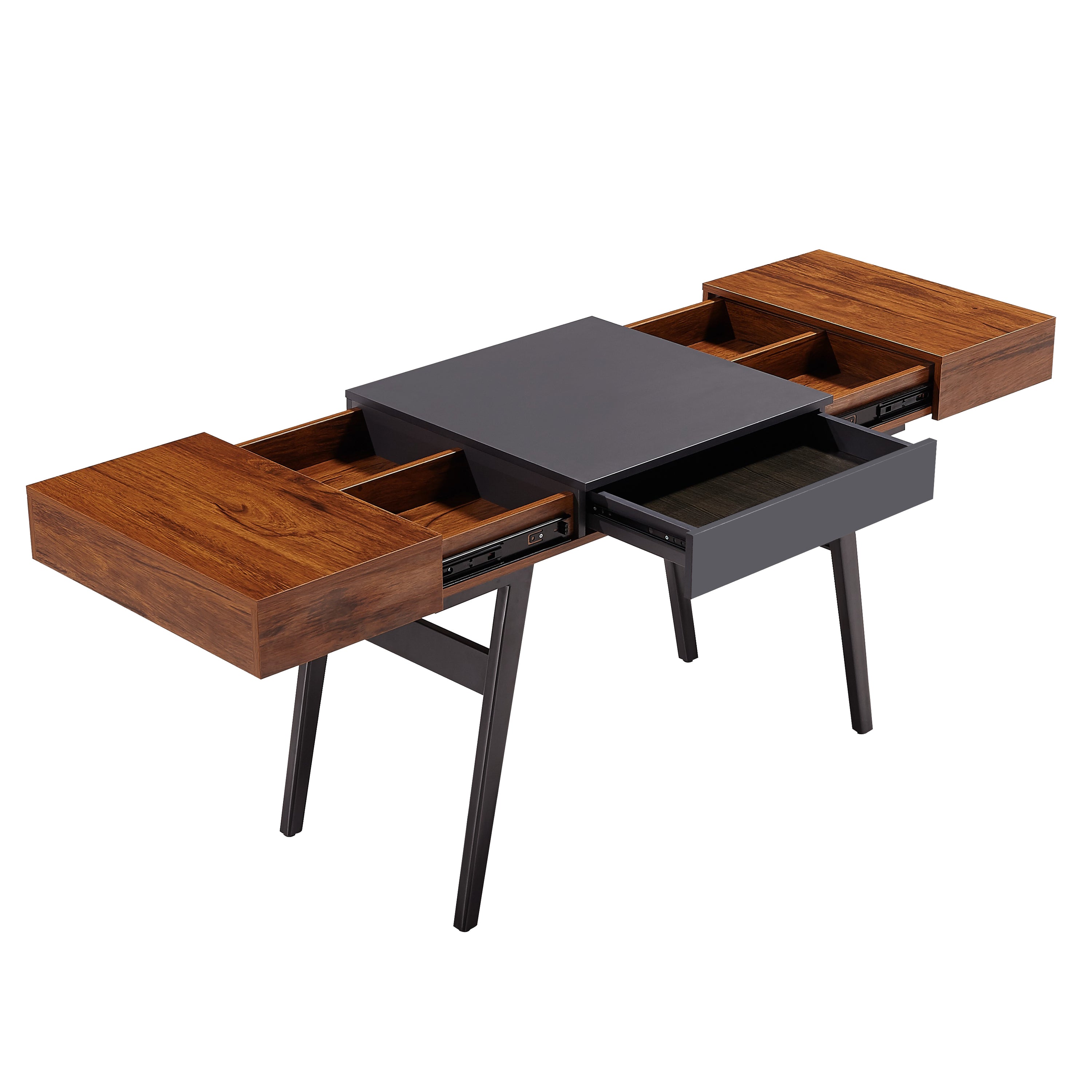 Expandable Modern Desk with Storage Mahogany - Techni Mobili