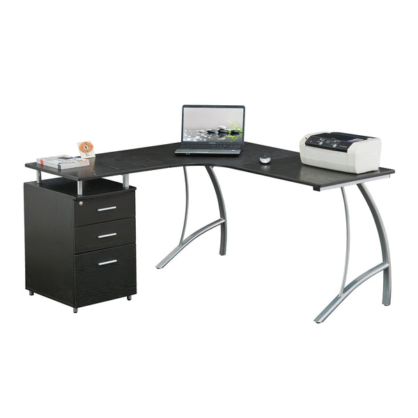 Boomerang Simple - L Shape Office Desk with Drawers