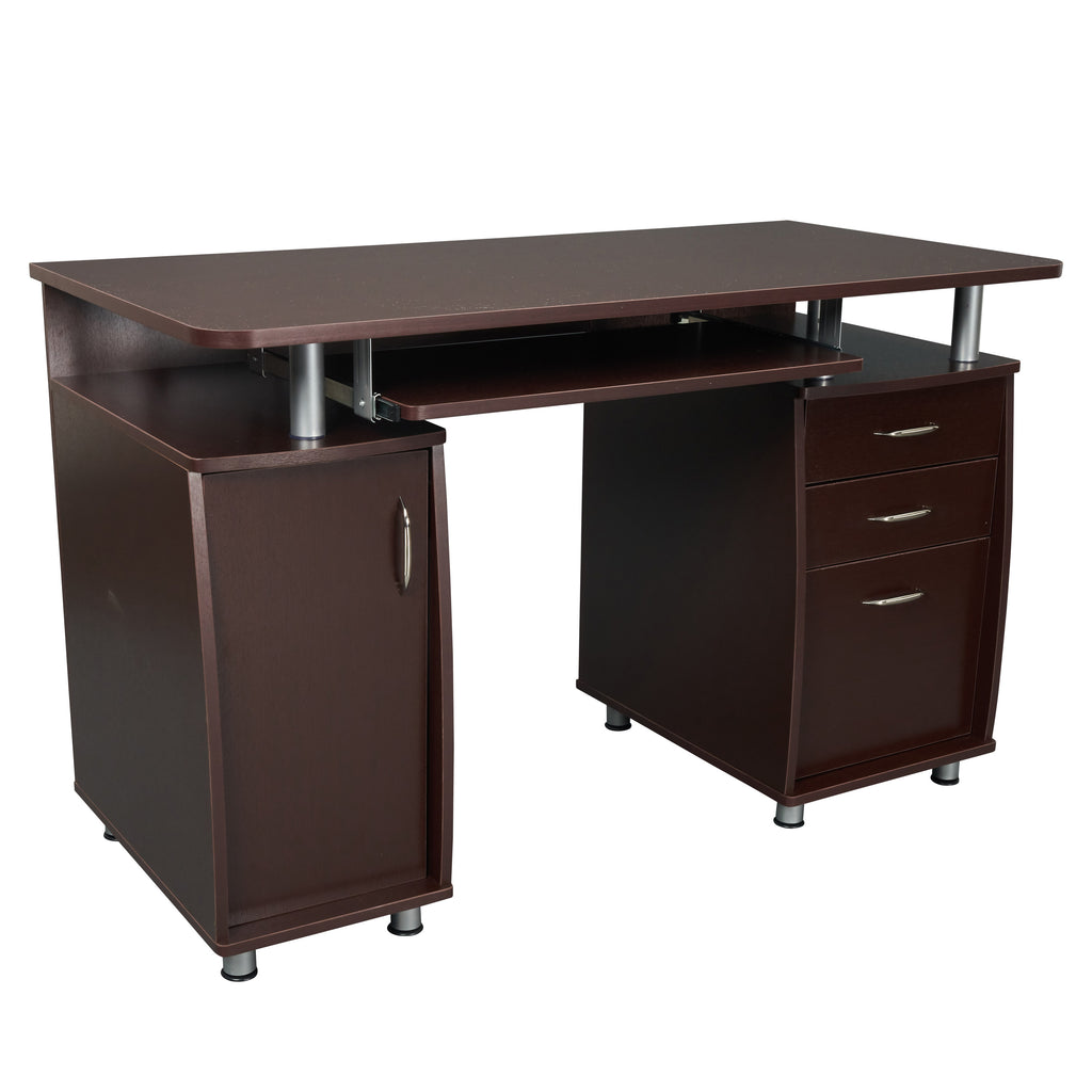 Techni Mobili Computer Desk with Ample Storage - Chocolate