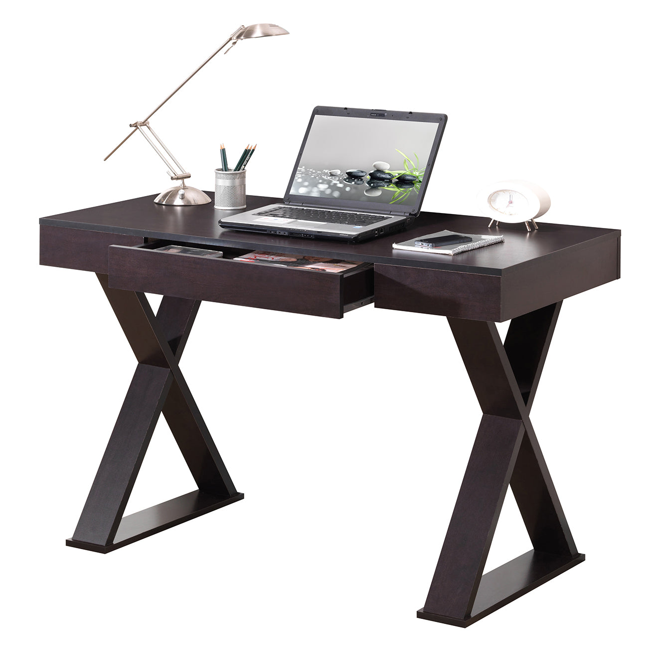Techni Mobili Trendy Writing Desk with Drawer, Espresso
