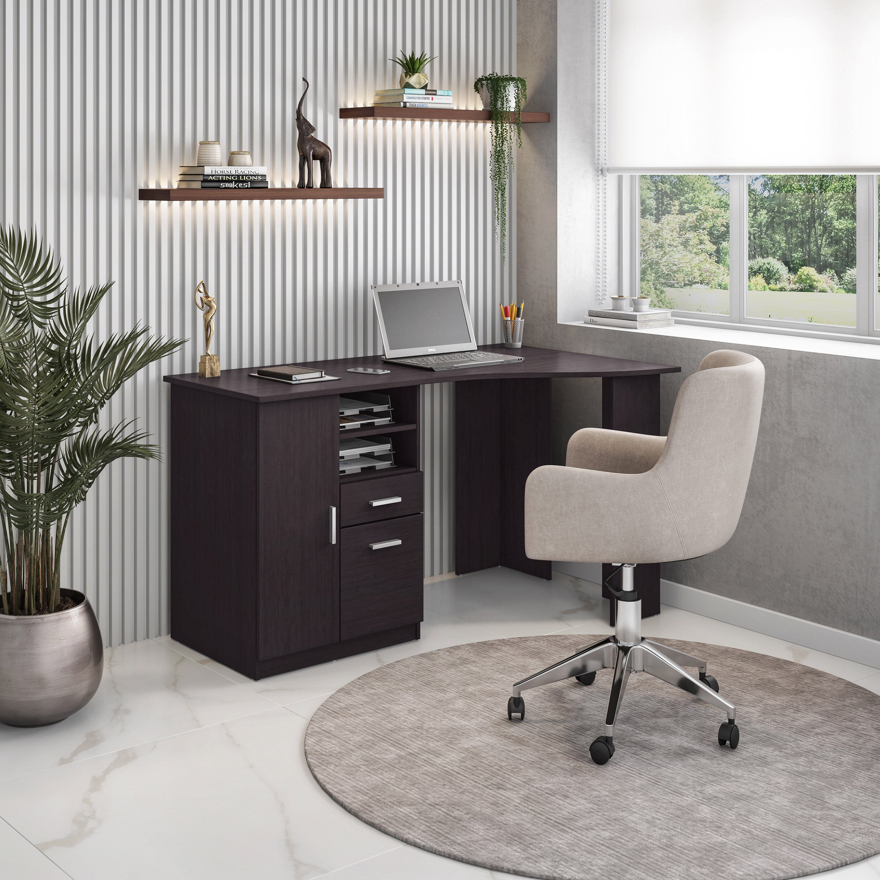 Classic Office Desk with Storage Gray - Techni Mobili