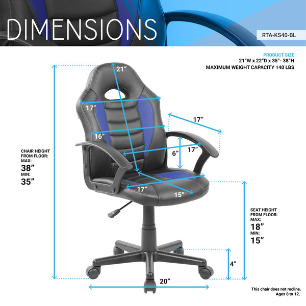 Techni Mobili  Kids Gaming and Student Racer Chair with Wheels